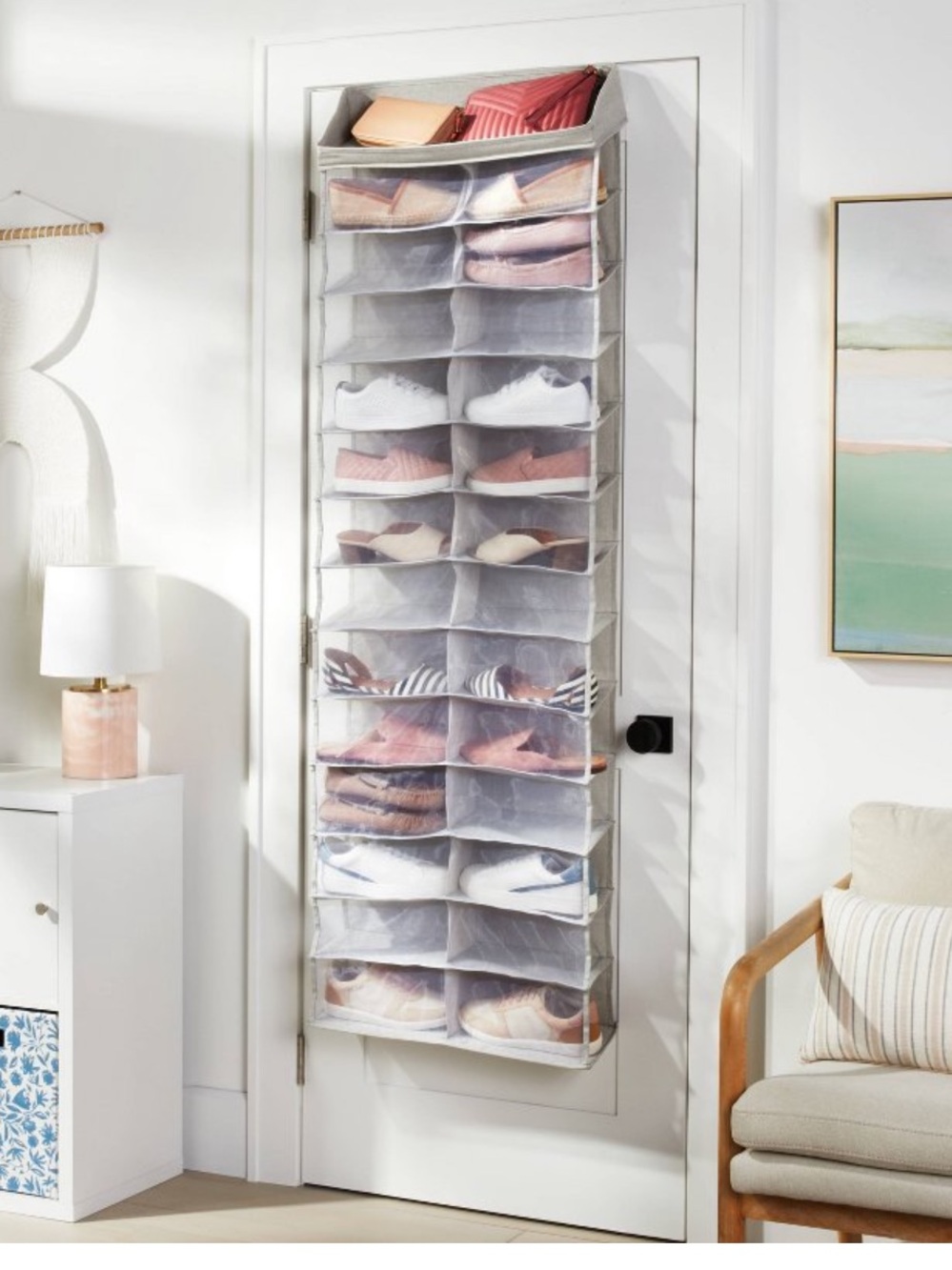 Over-the-Door 26 Pocket Shoe Organizer - Gray